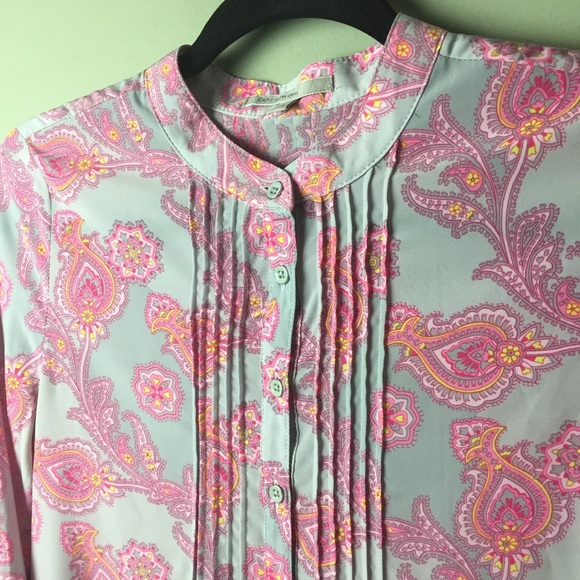 Gap Paisley Pink Pintuck 3/4 Sleeve Tunic Size XS - Picture 3 of 8